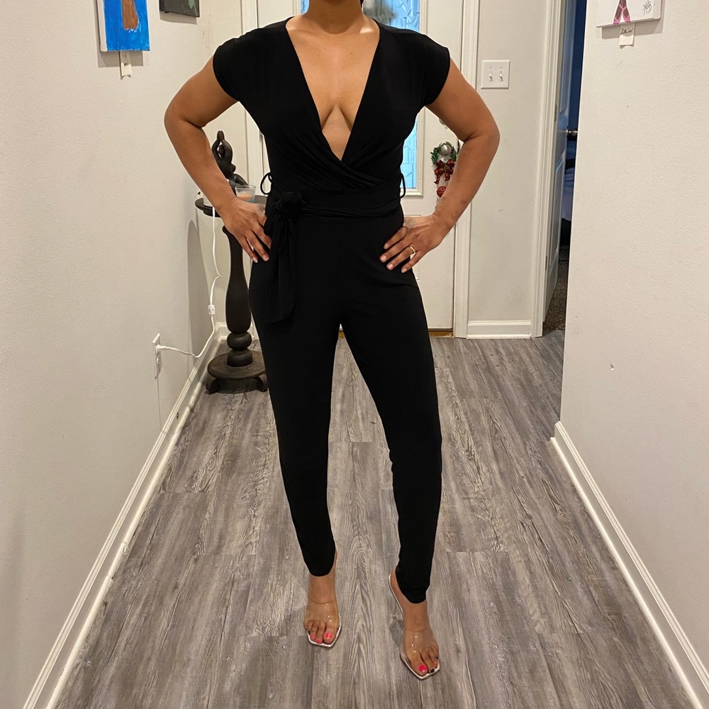 Black low cut jumpsuit